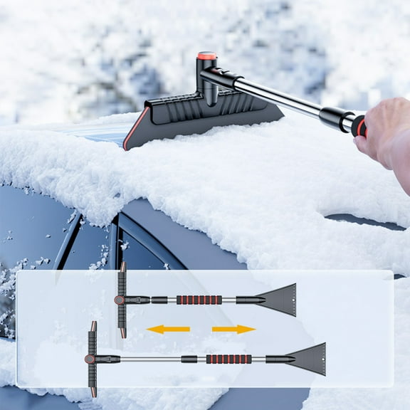 MORESEC under $5 Car Snow Shovel, Car Snow Shovel Detachable Ice Scraper Snow Brush, Telescoping Snow Removal Tool for Windshield Roof, Winter Car Snow Brush with Rotating Head