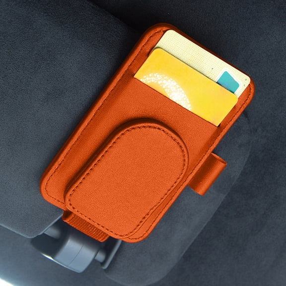 MORESEC under $5 Car Visor Eyeglasses Clip, Leather Eyeglasses Clip for Car Sun Visor, Multi-Function Holder for Sunglasses & Business Cards, Easy Clamp Installation & Compact Design