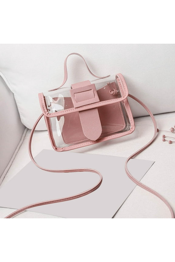 under $5 Clear Transparent Purse, Clear Transparent Crossbody Purse, PVC Messenger Bag for Concert Stadium Events, Security Check Approved Clear Bag, Fashionable See Through Shoulder Bag