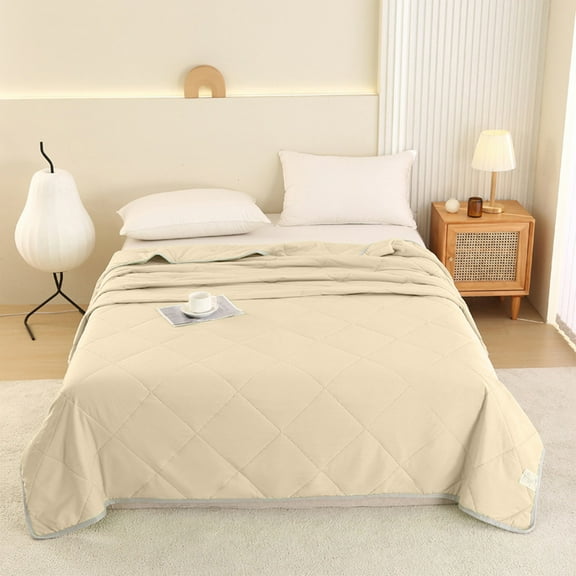 MORESEC under $5 Cooling Quilt, Soybean Fiber Refrigeration Quilt Cool Washed Quilt Core, Machine Washable Thin Quilt for Hot Sleepers, Breathable Wicking Summer Blanket