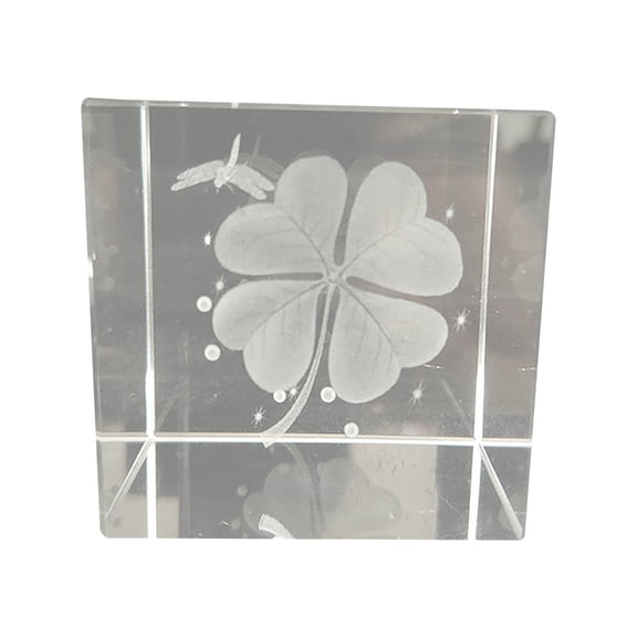 MORESEC under $5 Crystal Cube Gift5CM Clear Engraved Crystal with Heart Moon Cloud Designs, Elegant Desktop Office Decor, Anniversary Birthday Present, Premium Optical Glass Ornament