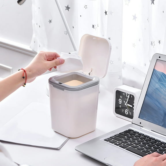 MORESEC under $5 Desktop Trash Can, Mini Desktop Trash Can, One Touch Open Lid Office Waste Bin, Cute Small Garbage Can for Desk, Removable Lid Easy Clean, Modern Home Office Decor