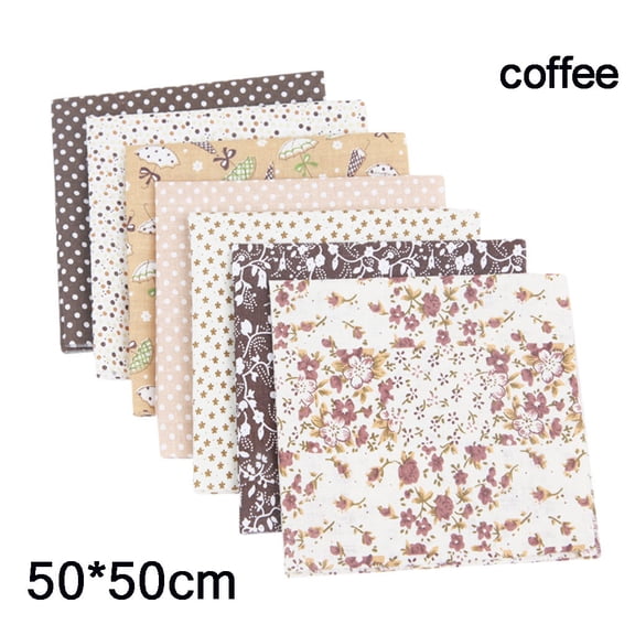 MORESEC under $5 Fabric Squares Pack7PCS Cotton Patchwork Squares for Quilting Sewing DIY Crafts, Assorted Prints 50x50cm, Soft Breathable Material for Bag Clothes