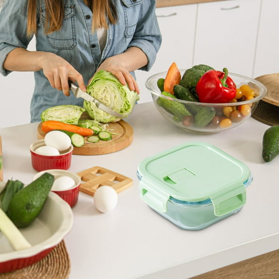 MORESEC under $5 Glass Meal Prep BoxGlass Meal Prep Box for Microwave Reheating, Secure Lid Container for Office Lunch School Meals, Dishwasher Safe Food Storage for Salads Snacks