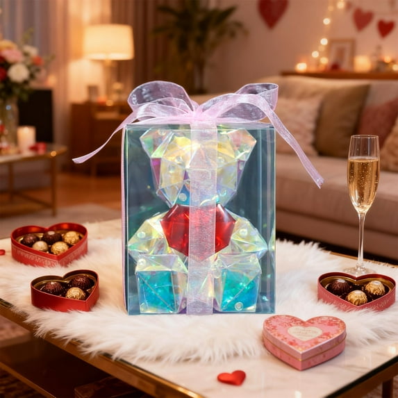 MORESEC under $5 Glowing Bear, Color Changing LED Light Up Bear Ornament, Night Light for Bedroom, Valentines Day Gift for Girlfriend, Christmas Home Decor, Glowing Decoration, PET Plastic