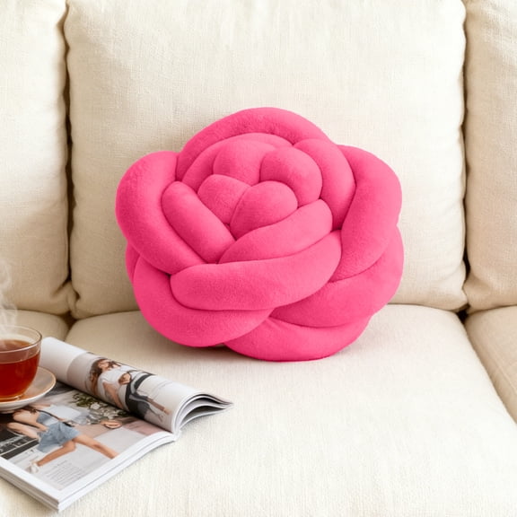 MORESEC under $5 Handwoven Rose Pillowwith Floral Embroidery, Comfort Sofa Cushion for Living Room Decor, Cozy Backrest Support for Chair, Bed, Office, Soft Polyester Fiber Filling, Washable Cover