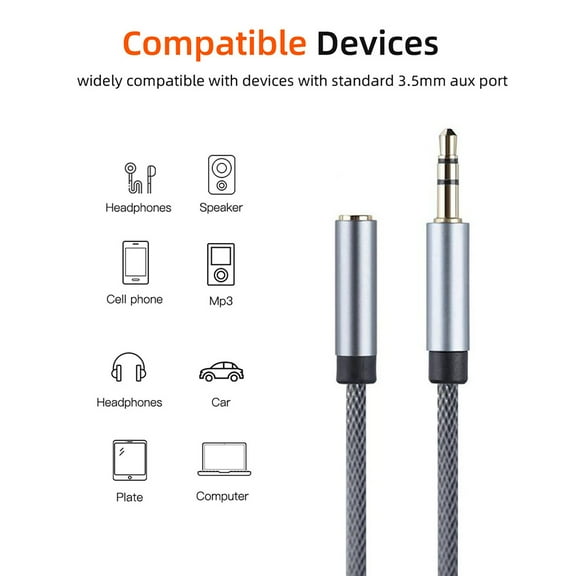 MORESEC under $5 Headphone Extension Cable3.5mm Male to Female Stereo Audio Cable, Oxygen-Free Copper Construction for Lossless Sound Quality, Slim Connector for Devices with Protective Cases