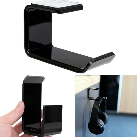 MORESEC under $5 Headphone Wall HangerHeadset Headphone Hanger Hook with Strong 3M Sticker, Wall Mount Earphone Stand Bracket, Space Saving Organizer for Desk