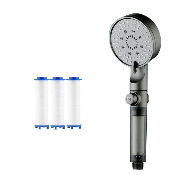 MORESEC under $5 High Pressure Shower Head, High Pressure 5 Mode Shower Head, Turbo Boost Water Saving Showerhead, Filtered Shower Sprayer with Cartridges, Adjustable Rainfall Shower Head