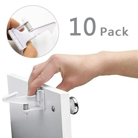 MORESEC under $5 Invisible Cabinet LockChild Safety Cabinet Locks, 10-Pack Adhesive Spring Lockes for Drawers, Proofing Lock for Kitchen Bathroom Cabinets
