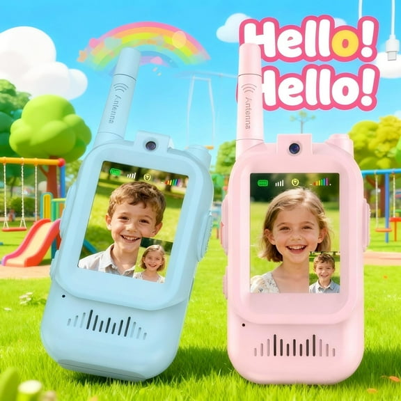 MORESEC under $5 KidsVideo Walkie Talkies, Video Walkie Talkies forKids2 Pack,RechargeableKidsTwo Way Radios,Screen Voice ChangerToyWalkie Talkies,Long RangeChildrenWalkie Talkies