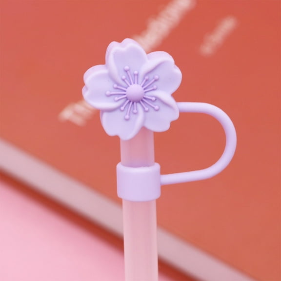 MORESEC under $5 Large Straw CoverSilicone Splash Proof Straw Topper, Cute Flower Design for 10mm Diameter Straws, Reusable and Dishwasher Safe, Food Grade Material