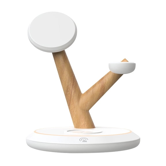 MORESEC under $5 Magnetic Wireless Charger, Magnetic Wireless Charger 3 in 1, 15W Fast Charging Station for iPhone Watch, Tree Stand Desktop Charger Pad, Compatible with MagSafe AirPods