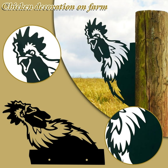 MORESEC under $5 Metal Chicken DecorFarm Peeking Chickens Metal Wall Art Decor for Garden Yard and Outdoor Patio, Rust-Resistant Hanging Ornament for Home and Farmhouse Style