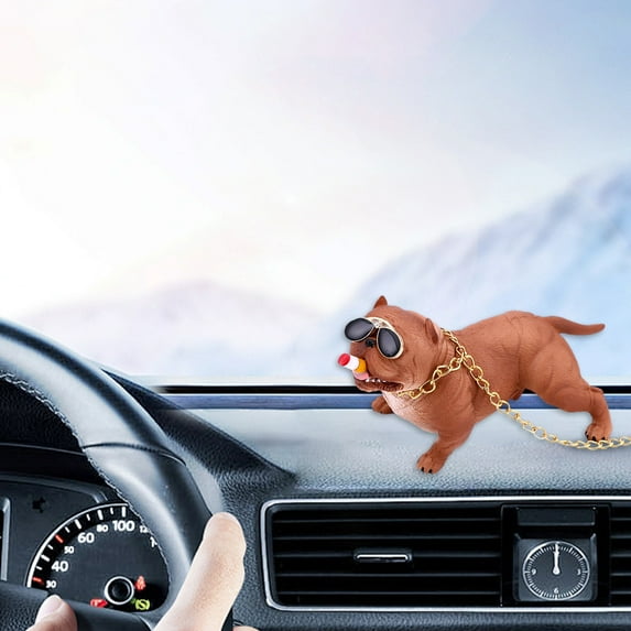 MORESEC under $5 Resin Bulldog Ornament, Hand-Carved Resin Figurine with Powerful Expression, Suction Cup Base for Stable Placement on Car Dashboard or Windshield, Unique Interior Decor