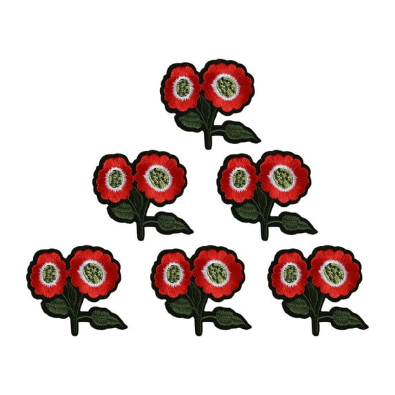 MORESEC under $5 Rose Embroidery PatchesSet of 6 Iron On Sew On Fabric Appliques for DIY Crafts and Clothing Customization, Embroidered Floral Design for Personalizing Apparel and Accessories