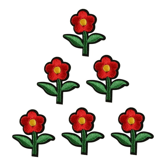 MORESEC under $5 Rose Embroidery PatchesSet of 6 Iron On Sew On Fabric Appliques for DIY Crafts and Clothing Customization, Embroidered Floral Design for Personalizing Apparel and Accessories
