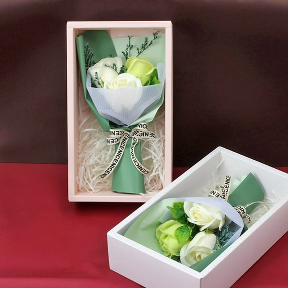 MORESEC under $5 Rose Soap Bouquet Gift, 5 Roses Soap Flower Bouquet in Gift Box for Valentine's Day, Romantic Gift for Girlfriend Wife, Wedding Decoration Accompanying Present