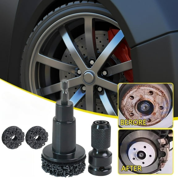 MORESEC under $5 Rust Removal ToolMulti-Purpose Automotive Cleaning Kit for Brake Hub & Wheel Maintenance, Portable Polishing Grinder with Sturdy Hook Loop System
