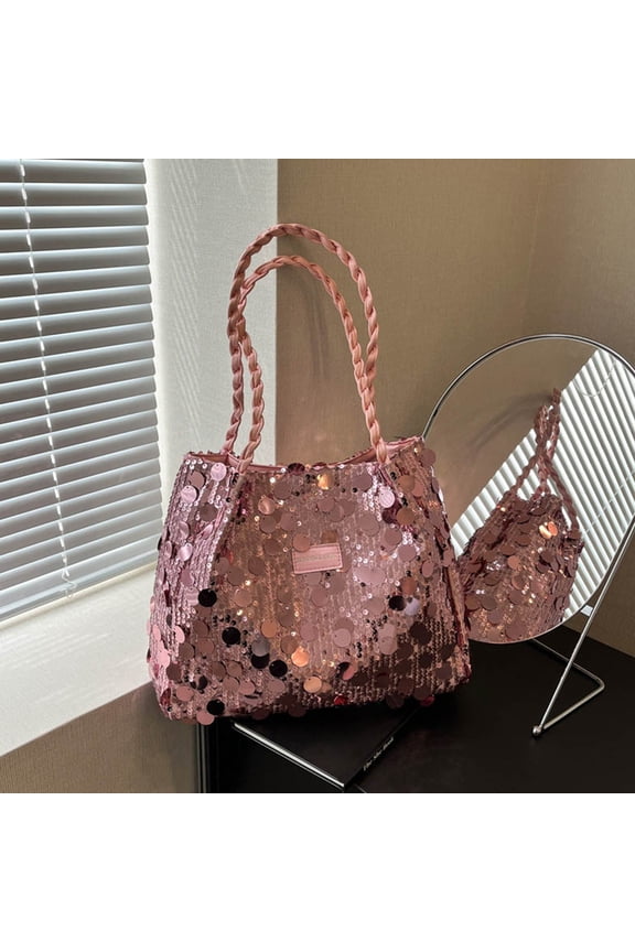 under $5 Sequin Shoulder Bag, Fashion Sequin Underarm Shoulder Bag, Casual Large Capacity Handbag, Western Style Evening Party Purse, Trendy Personalized Crossbody Bag, Glitter Clutch Purse