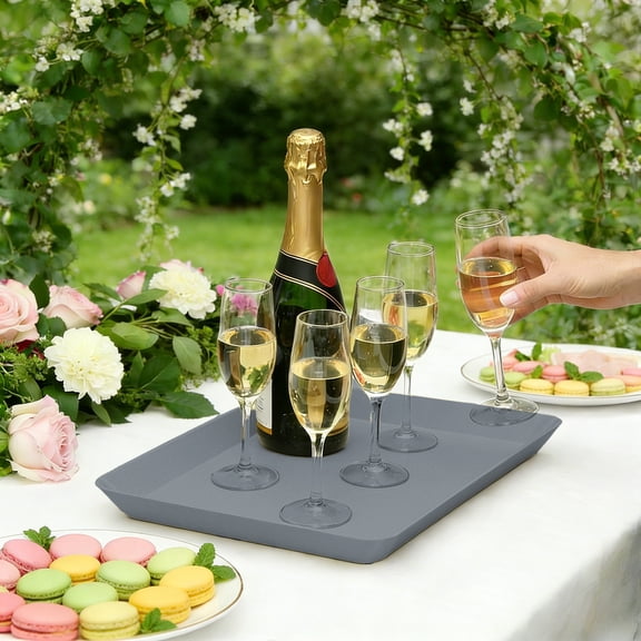 MORESEC under $5 Serving Tray PlatterPlastic Serving Tray for Party Food, Large Capacity Serving Platter for BBQ Cake, Disposable Reusable Food Tray for Banquet Gathering