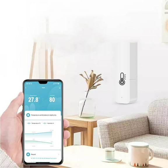 MORESEC under $5 Smart Temperature SensorWiFi Temperature and Humidity Sensor with Tuya Smart Life App, Remote Monitoring & Alerts, Smart Home Automation, Voice Control, Baby Room Monitor