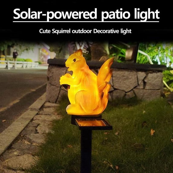 MORESEC under $5 Solar Squirrel Garden LightSolar Powered Squirrel Garden Stake Light, Outdoor Decorative Animal Figure Lighting for Yard Pathway, Warm White LED, Auto Dusk to Dawn