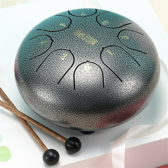 MORESEC under $5 Steel Tongue Handpan Drum6 Inch 8 Notes Alloy Steel Instrument for Meditation Yoga Music Therapy, Includes Drumsticks Bag, Portable, Tuned, Beautiful Sound, Relaxation