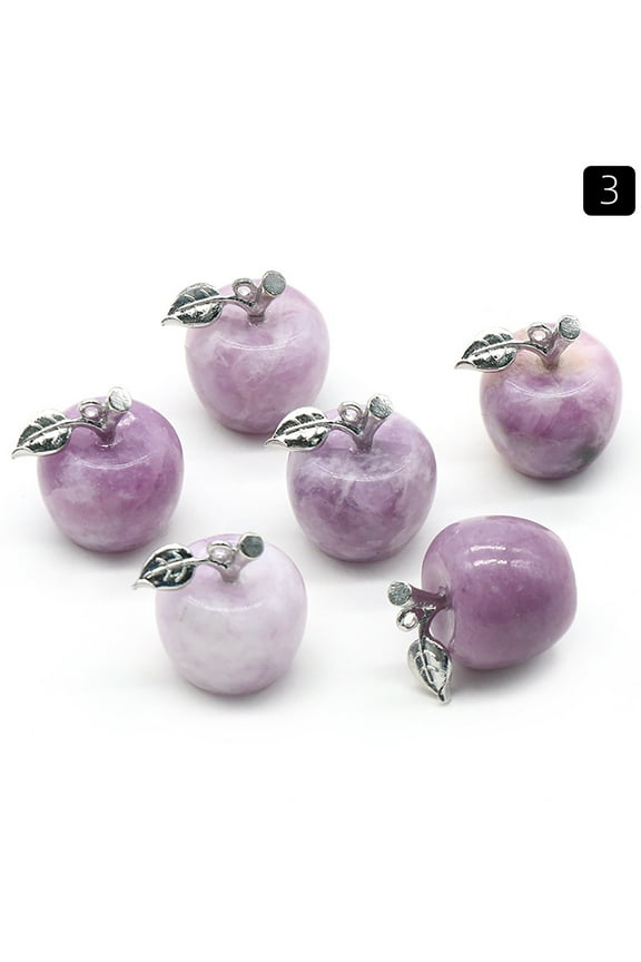 under $5 Stone Fruit PendantNatural Crystal Gemstone Jewelry with Polished Finish, Miniature Fruit Design with Leaf for Necklace or Bracelet Charm, Unique Gift Idea