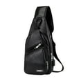 thumbnail image 1 of MORESEC under $5 USB Charging Chest Bag, USB Charging Chest Bag, Men's Crossbody Sling Bag, Outdoor Sports Fitness Fanny Pack, Anti-Theft Travel Shoulder Bag, Faux Leather Messenger Bag, 1 of 2