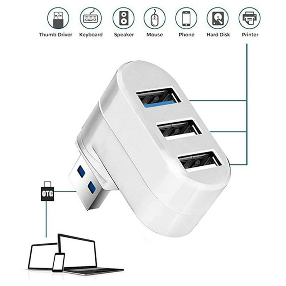 MORESEC under $5 USB Hub, USB 2.0 Three Port Hub,7 Character Rotating Desktop Expander,Compact USB Splitter For Laptop,Plug Play Multi Device Connector,Data Transfer Peripheral Adapter