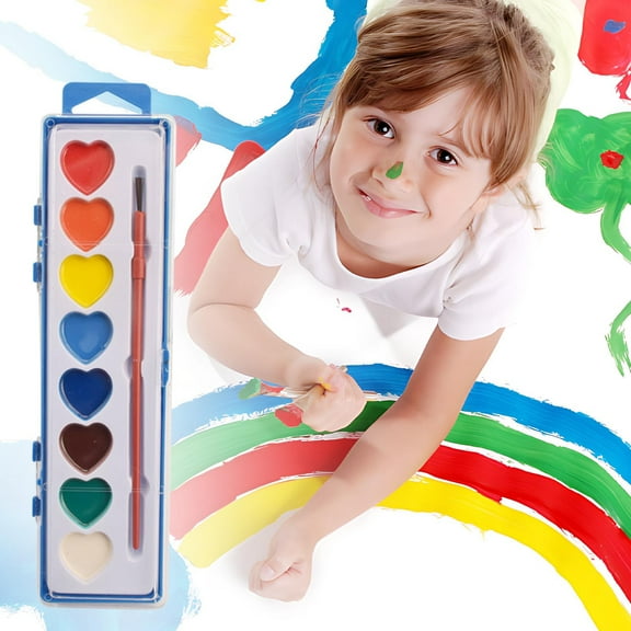 MORESEC under $5 Watercolor Painting Set, Heart ShapeChildrenWatercolor Set, 8 Color Solid Paint Palette, Valentine Craft Art Supplies,KidsBeginner Painting Kit, Non Toxic Creative Gift