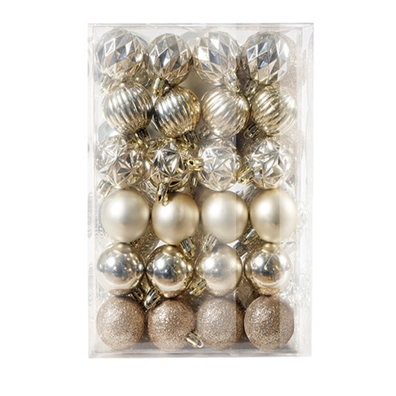 MORESEC Christmas Tree Ornaments 48 Pack 4cm Glitter Baubles Shatterproof Plastic Balls for Christmas Tree Party Home Decor Indoor Festive Display