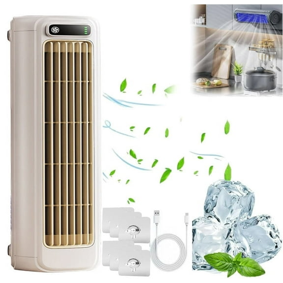 MORESEC Constant Wind Tower Fan, Vaneless Turbine Fan, High Wind Desktop Fan, 2000mAh Rechargeable Battery, Silent Office Fan, Kitchen Cooling Fan, Personal Air Circulator for Home Office Desk