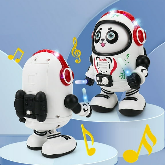 MORESEC Dancing Space Panda Robot Toy with Lights and Music and Bump and Go Action for Interactive Play and Gift Giving