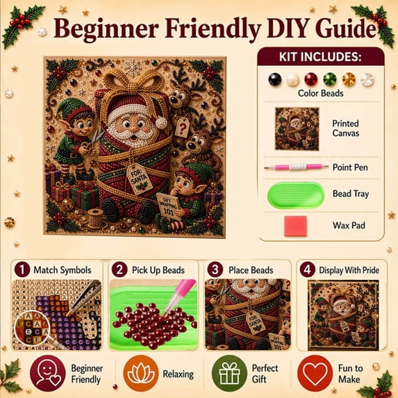 MORESEC Diamond Art Christmas Painting Kit for Adults with Canvas Beads Frame Beginner DIY Craft Project and Home Wall Decor