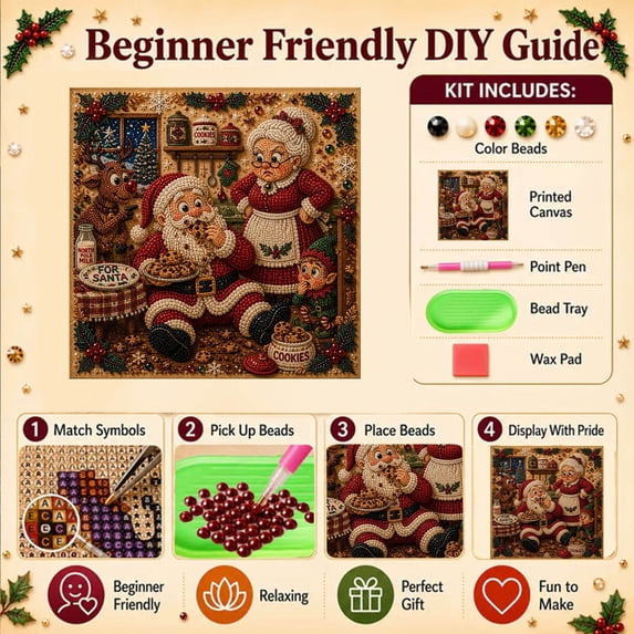 MORESEC Diamond Art Christmas Painting Kit for Adults with Canvas Beads Frame Beginner DIY Craft Project and Home Wall Decor