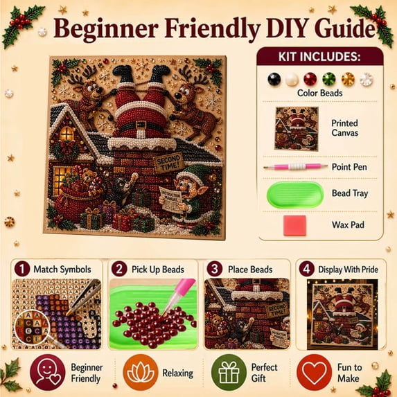 MORESEC Diamond Art Christmas Painting Kit for Adults with Canvas Beads Frame Beginner DIY Craft Project and Home Wall Decor