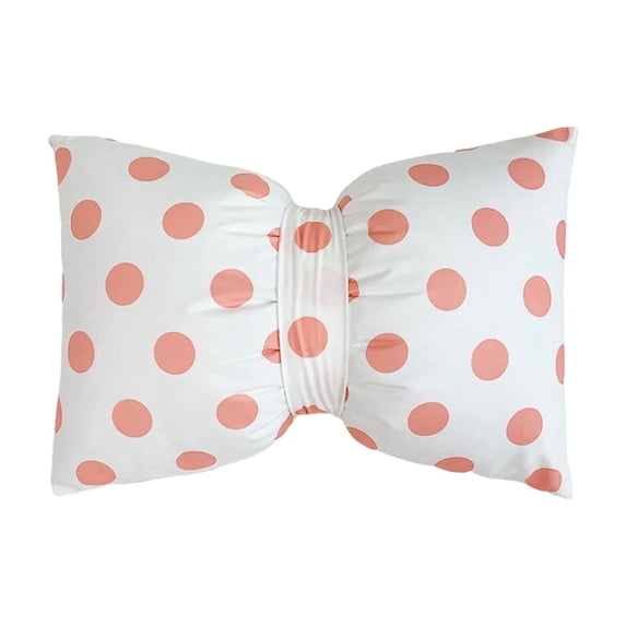 MORESEC Home 50x33cm Polka Dot Bow Decorative Throw Pillow Soft Velvet Lumbar Cushion with 3D Bow for Couch Bed Sofa Home Decor