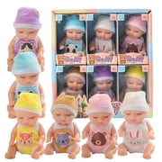 MORESEC Home 6Pcs 3 Inch Cute Realistic Soft Vinyl Baby Dolls with Sleeping Face Ethnic Clothes Set for Pretend Play Kids Room Car Desktop Decor Home And Kitchen