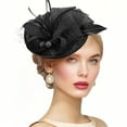 thumbnail image 1 of MORESEC Home 7 Inch Women's Faux Linen Fascinator Hat Wide Brim for Tea Party Kentucky Derby Wedding Garden Party Accessory, 1 of 6