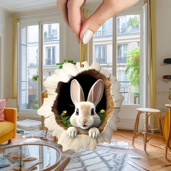 MORESEC Home Acrylic Easter Tree Hole Ornament Gnome Shape with Rope Hanging Decoration for Home Car Mirror Backpack 8cm 1pc House Essential