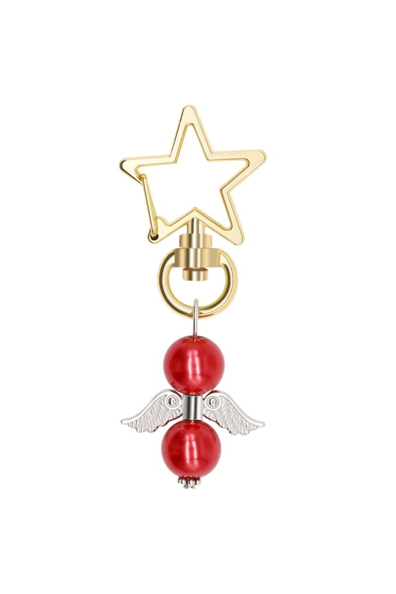 Home Angel Keychain White Blue Key Chain Home Shower Favors Pendant Gifts, Copper Alloy Guardian Angel with Organza Pouch for Baptism Party