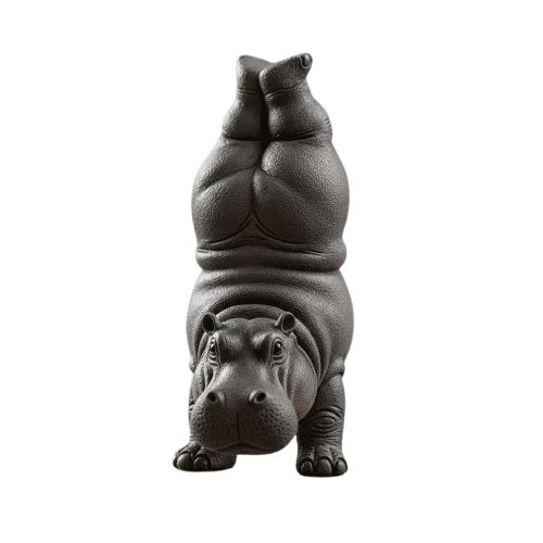 MORESEC Home Clumsy Yoga Hippo Resin Figurine Decorative Humorous Whimsical Gift for Desk Shelf Yoga Space Durable Compact Stability Unique Art Room Decor