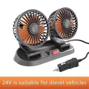 MORESEC Home Dual Head Car Fan 2 Speed 360° Adjustable Brushless Motor Low Noise Portable Vehicle Fan for Car Truck SUV