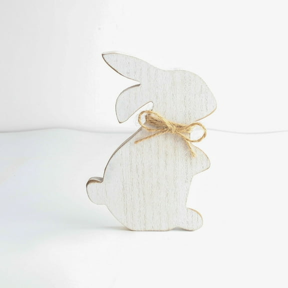 MORESEC Home Easter Wooden Bunny Ornament Cute Home Party Shelf Tray Stand Decor Plaid Animal Filler Spring Mantel Birthday Table Risers Housewarming Gift Decor