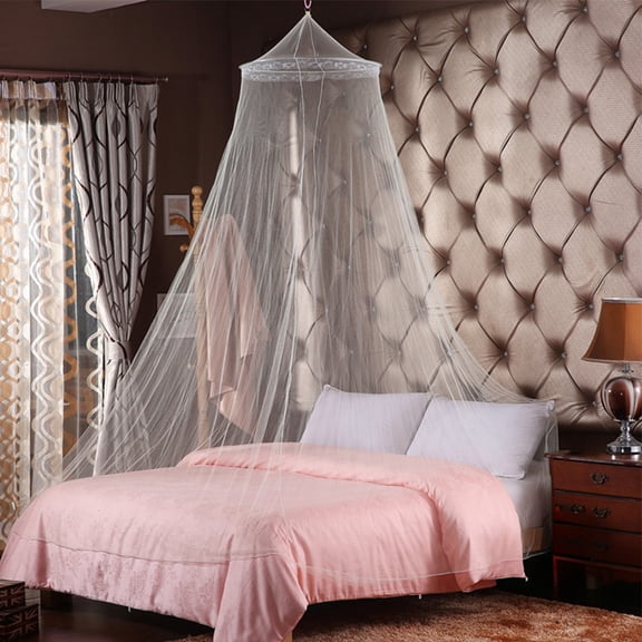 MORESEC Home Encrypted Dome Mosquito Net for Ceiling Floor Installation Fits 1.5 1.8m Beds Breathable Polyester Bed Canopy