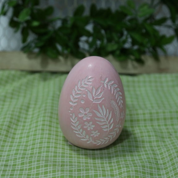 MORESEC Home European Style Resin Floral Pattern Egg Sculpture, Hand Painted Easter Ornament for Desktop Party Window Gift Decor
