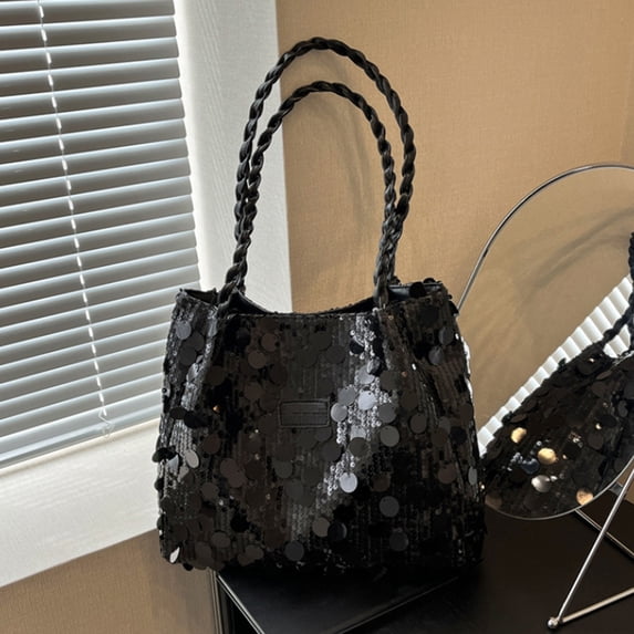 MORESEC Home Fashionable Sequin Shoulder Bag 30x25cm - Large Capacity Western Style Handbag for Women Casual Party Trendy Home And Kitchen