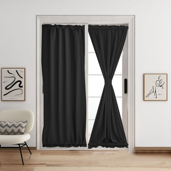 MORESEC Home High Precision Solid Color French Door Window Curtains Rod Pocket Polyester for Sliding Glass Doors 40.15x25.19 Inch 1-Panel St Patricks Day Decor